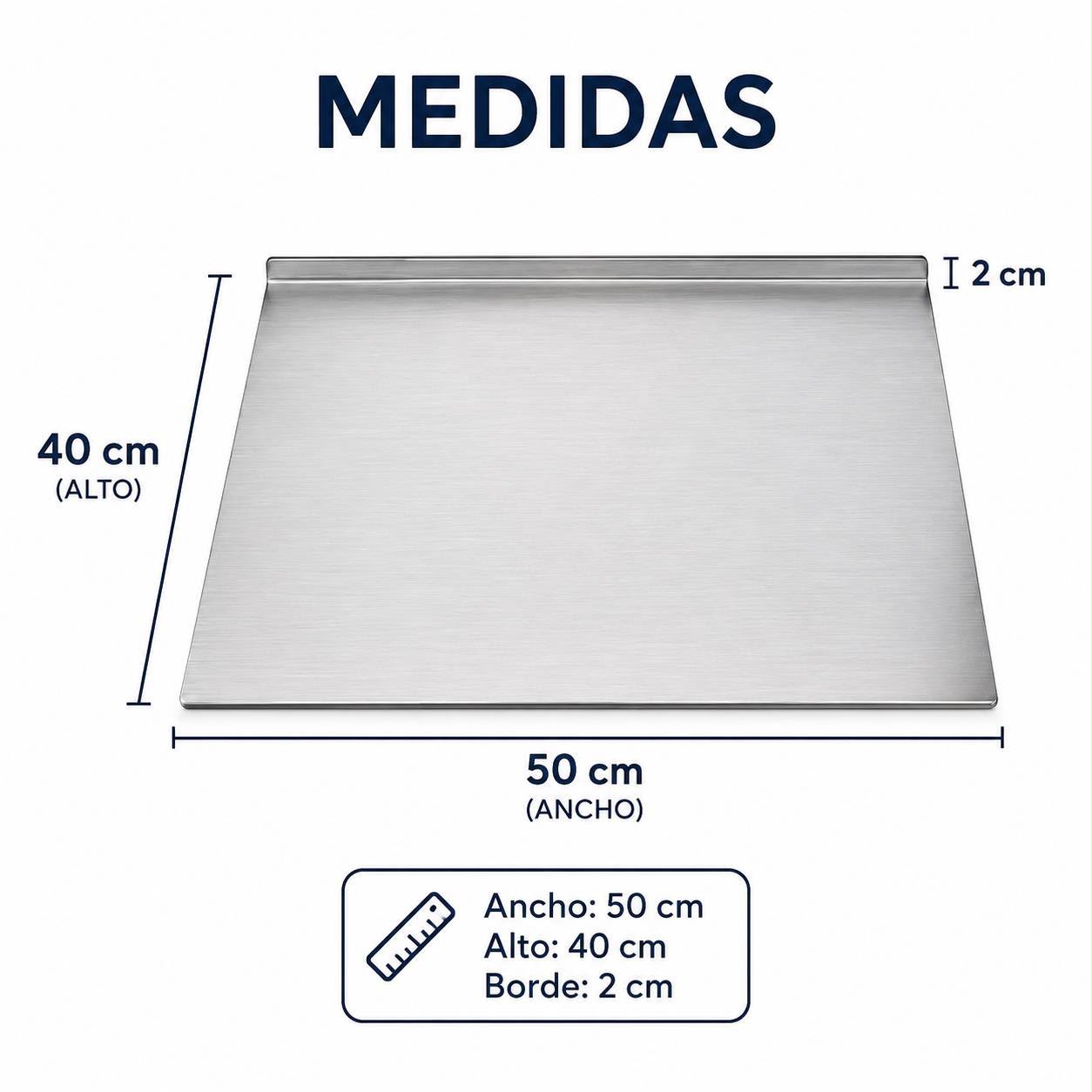 Tabla de corte profesional — acero inoxidable grado médico 50cm*40cm