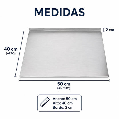 Tabla de corte profesional — acero inoxidable grado médico 50cm*40cm